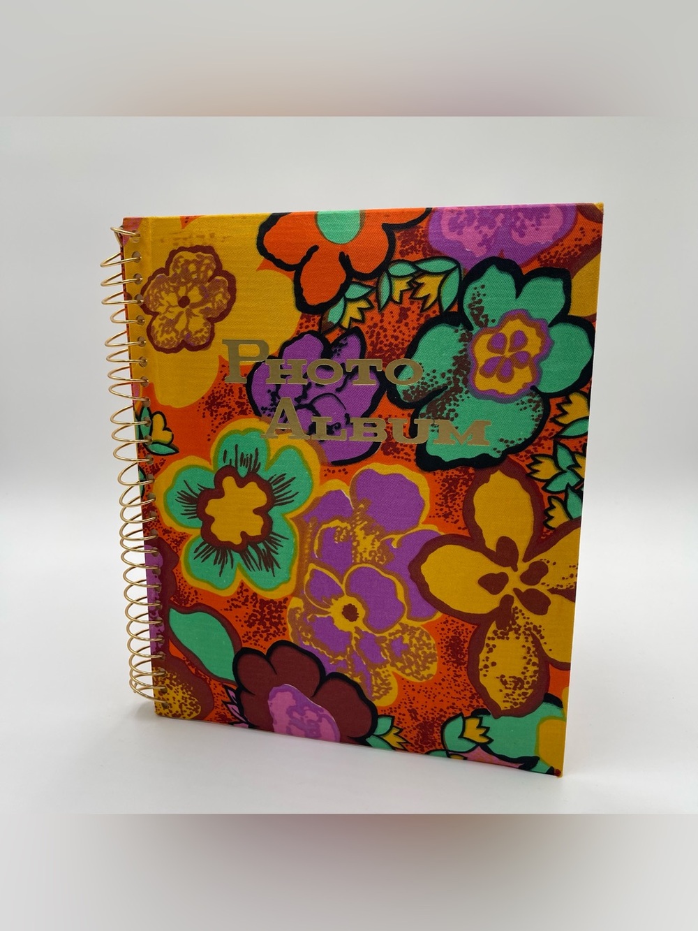 Vtg 1960’-70’s Retro Photo Album Bright Flower Pattern Hippie Colorful Groovy
